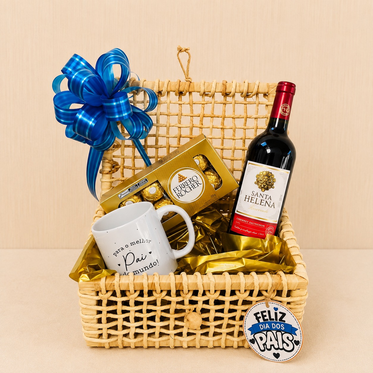 Cesta Com Vinho - Dia dos Pais