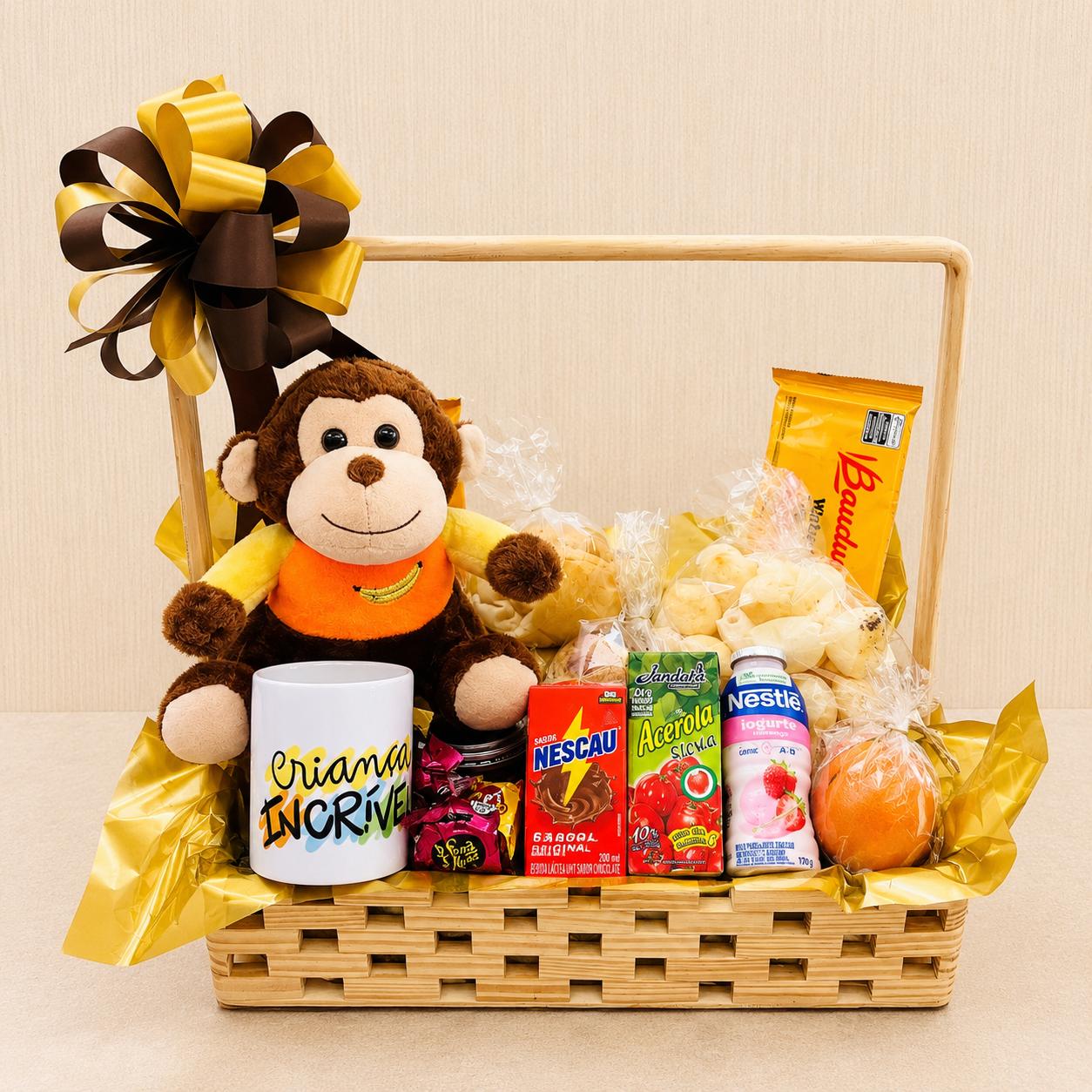 Cesta de Caf� Infantil Pelucia Macaco