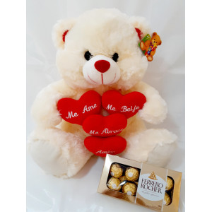 Pel�cia + Buque com 6 Rosas + Chocolate Ferrero 8 unid